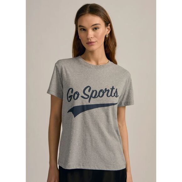 NEW $58 Favorite Daughter "Go Sports" Tee Shirt in Heather Grey/Navy Size Large - Picture 2 of 8